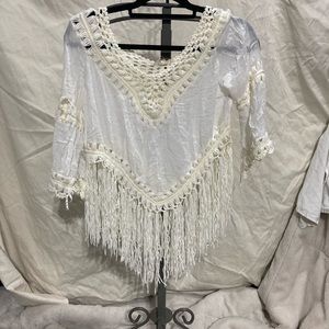 Rebellion white blouse with fringe size S